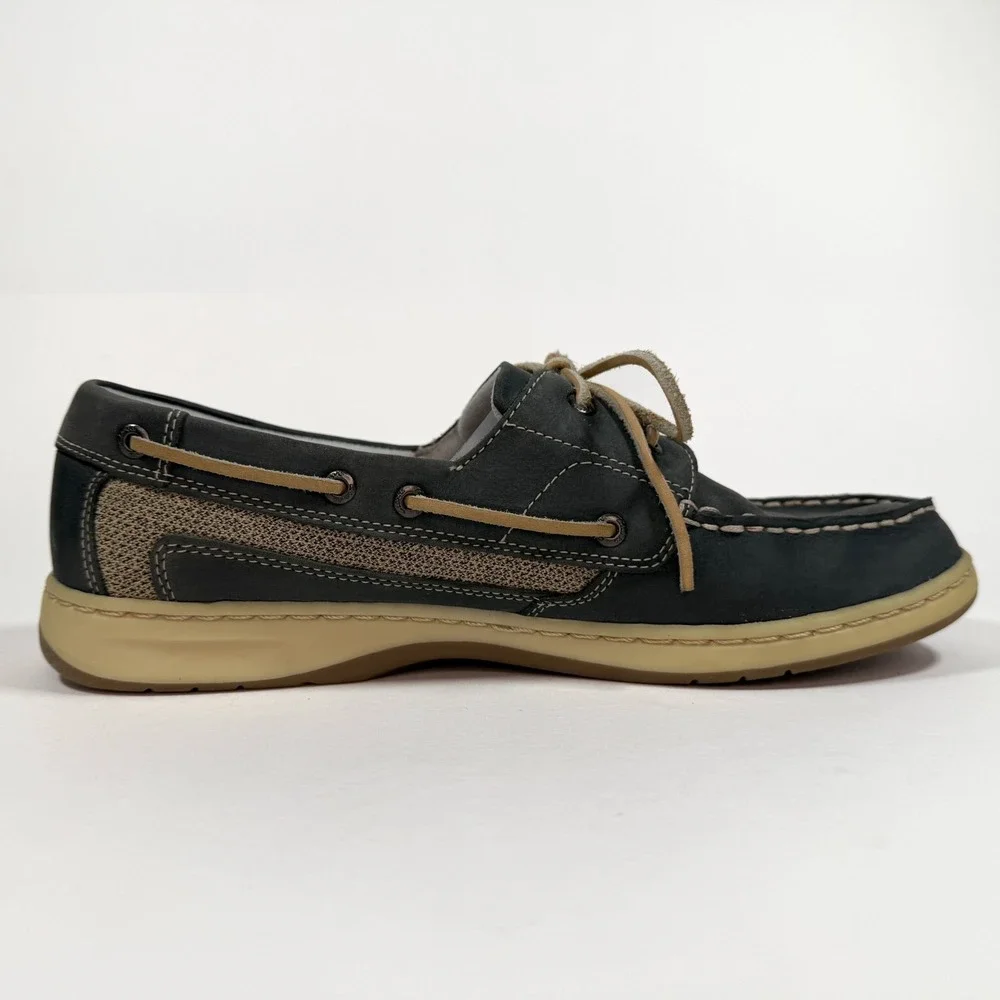 Clarks Boat Shoes Mens 9.5M Leather Gray Casual Lace Up‎ Comfort